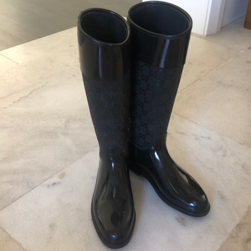 Gucci Black Rubber tall boots-Authentic